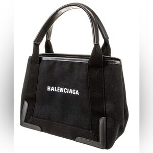 Balenciaga Navy Cabas Black Top Handle Bag w/ zipper pouch - Authentic